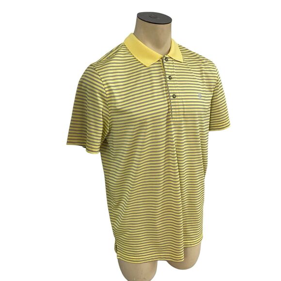 Izod Polo Shirt Mens Large Yellow Stripe Golf Preppy Work Office Casual Athletic - Picture 5 of 14